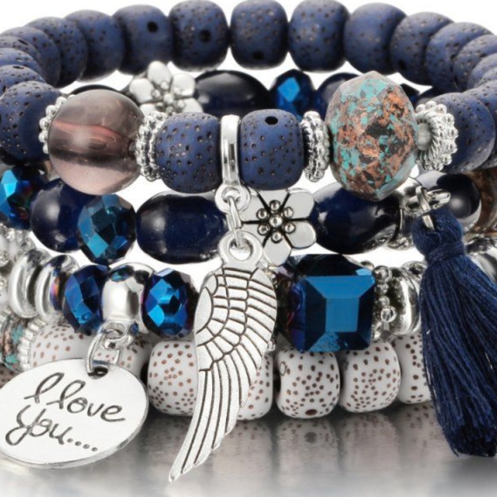 Multilayer Bead Boho Wing Summer Bracelet Bangle